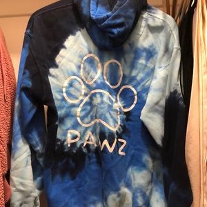 Blue tye dye pawz hoodie